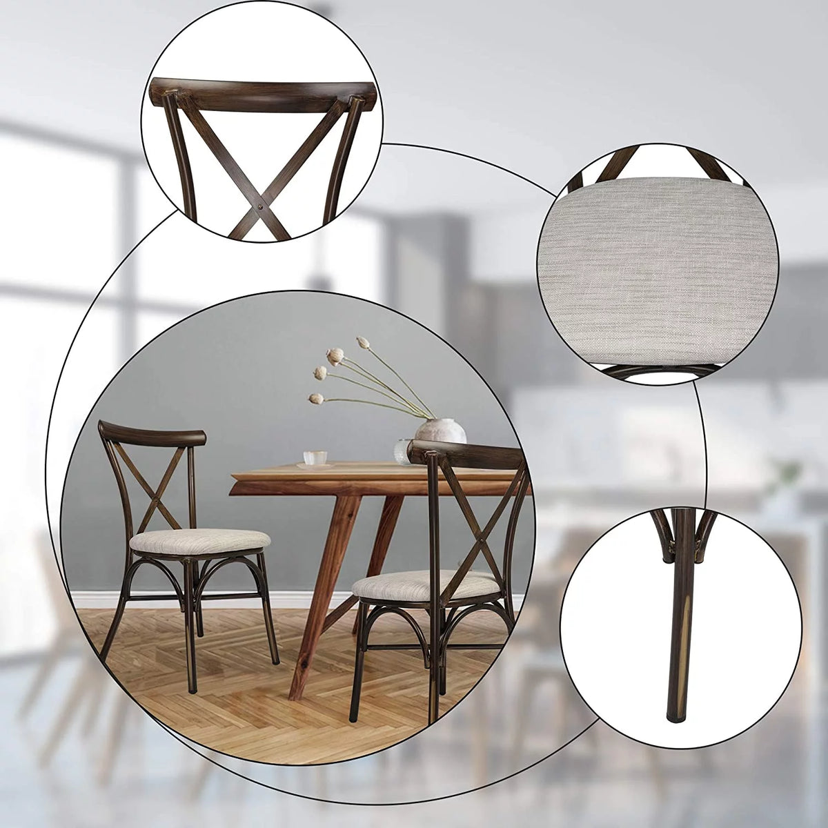 Upholstered Dining Chairs Set of 2 Sand Beige J179