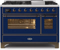 48 Dual Fuel Natural Gas Range in Blue with Bronze Trim M66347