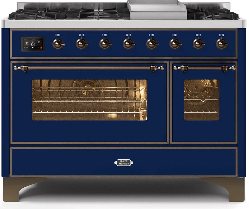 48 Dual Fuel Natural Gas Range in Blue with Bronze Trim M66347