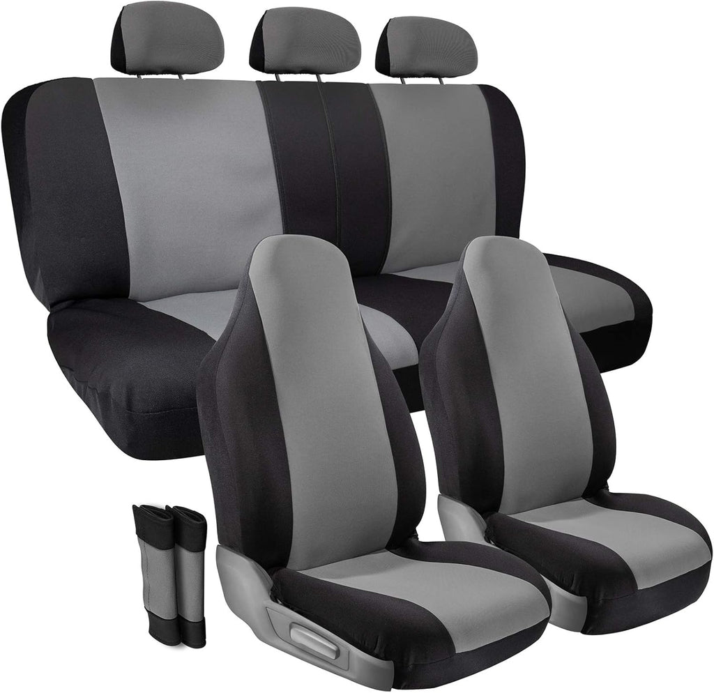 PU Leather Solid Beige Car Seat Cover, 10 pc Full Set Pack of 2 J17956