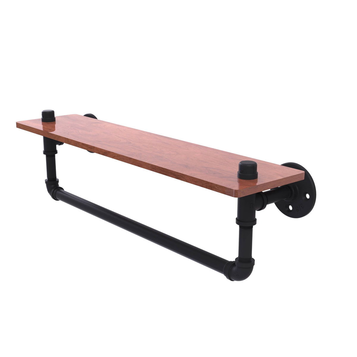 Matte Black Ironwood Shelf with Towel Bar M641377