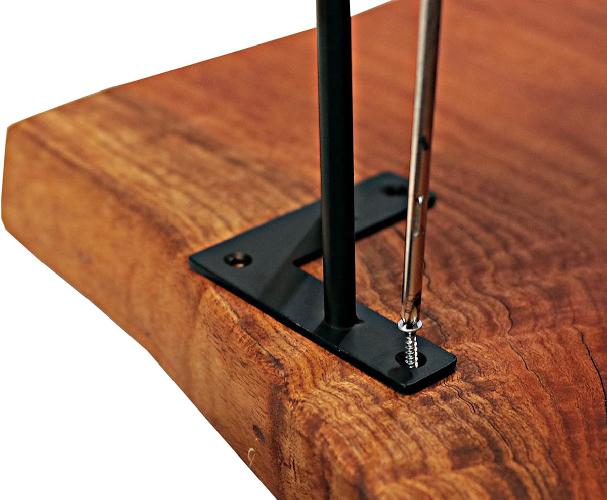 Natural Wood Edge Teak Coffee Table with Clear Lacquer Finish and Metal Hairpin Legs L557186