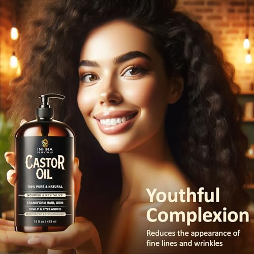 16 fl oz Cold Pressed Castor Oil in Glass Bottle C523
