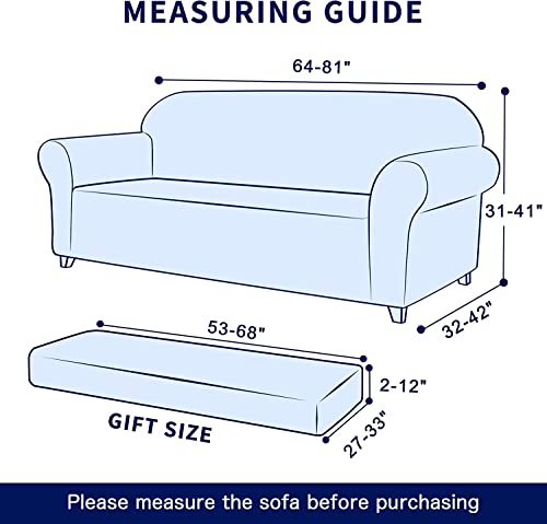 Ivory Stretch Couch Cover Set 1 Piece Sofa Slipcover with Cushion Cover for 2 Cushion Loveseat C4775