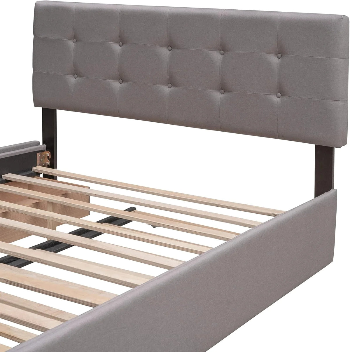 Light Gray Upholstered Platform Bed with Drawers Z52108
