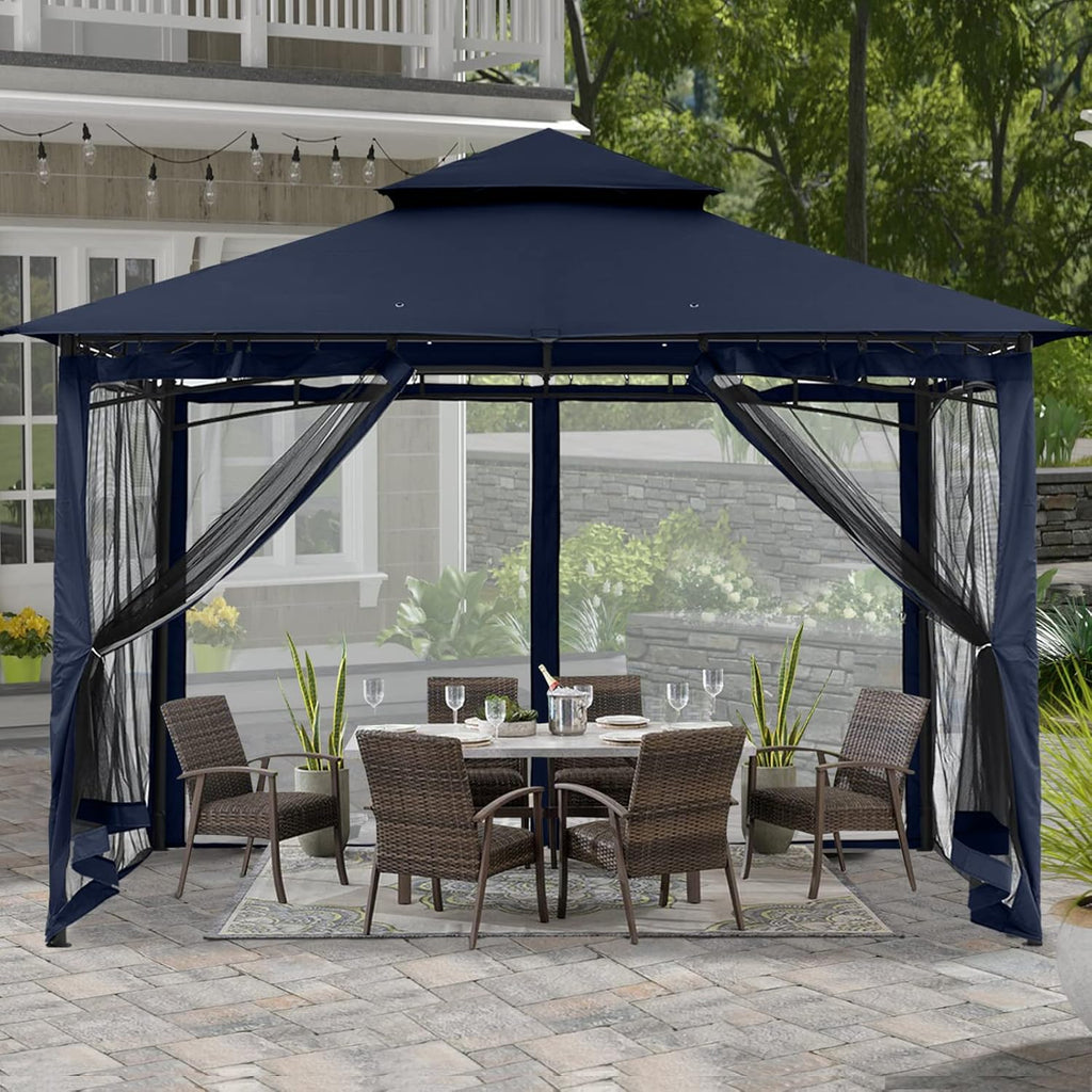 10x10 Gazebo with Netting, Khaki R920412