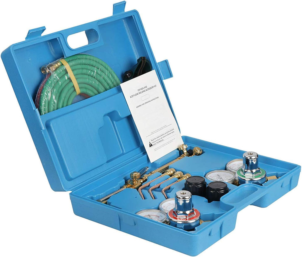 Oxygen & Acetylene Gas Cutting Torch and Welding Kit with Two Hose, Regulator Gauges, Storage Case R139