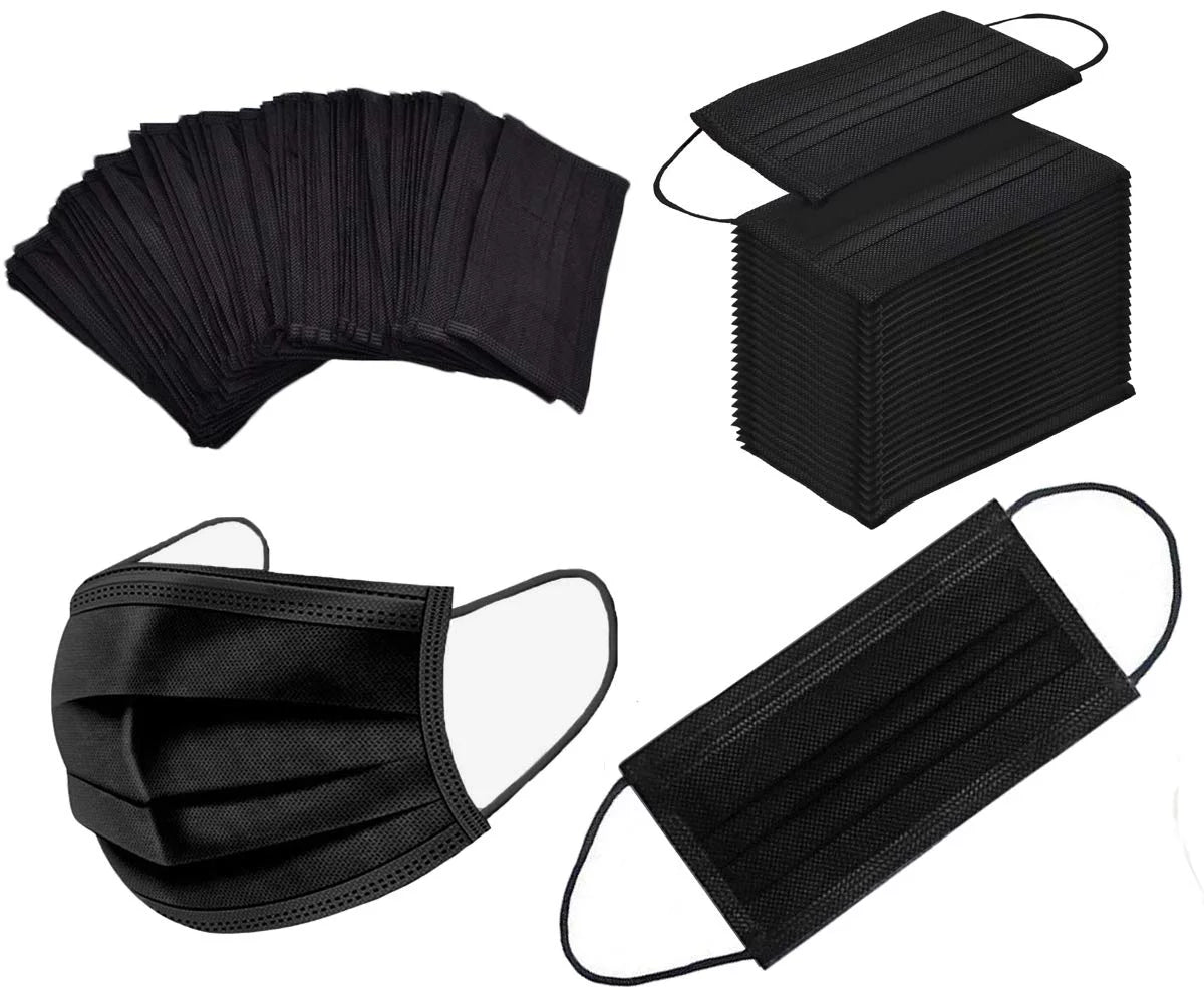 2000 Pack Black 3 Ply Disposable Face Masks M6032