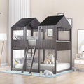 Antique Gray Full Over Full Wooden Bunk Bed U87953