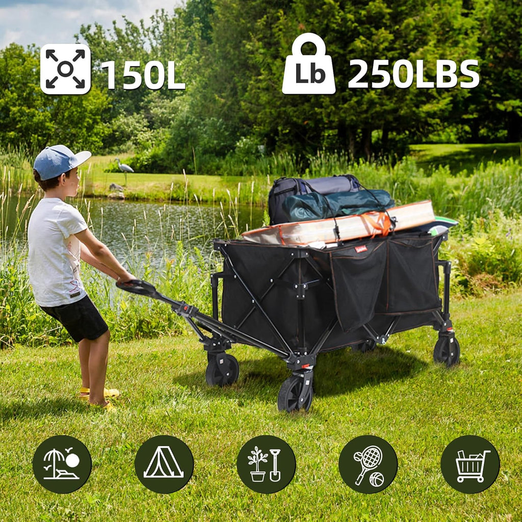 Black Collapsible Folding Utility Wagon Cart L33965