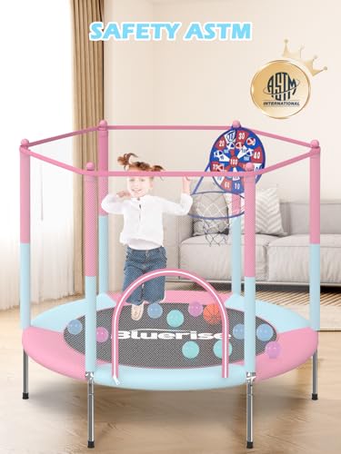 6FT Toddler Trampoline with Basketball Hoop and Enclosure Net G2912