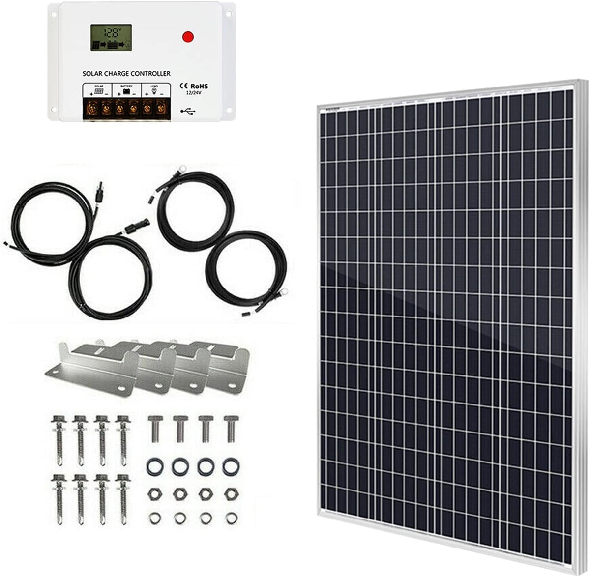 200W Monocrystalline Solar Panel Kit with 30A PWM Charge Controller K735