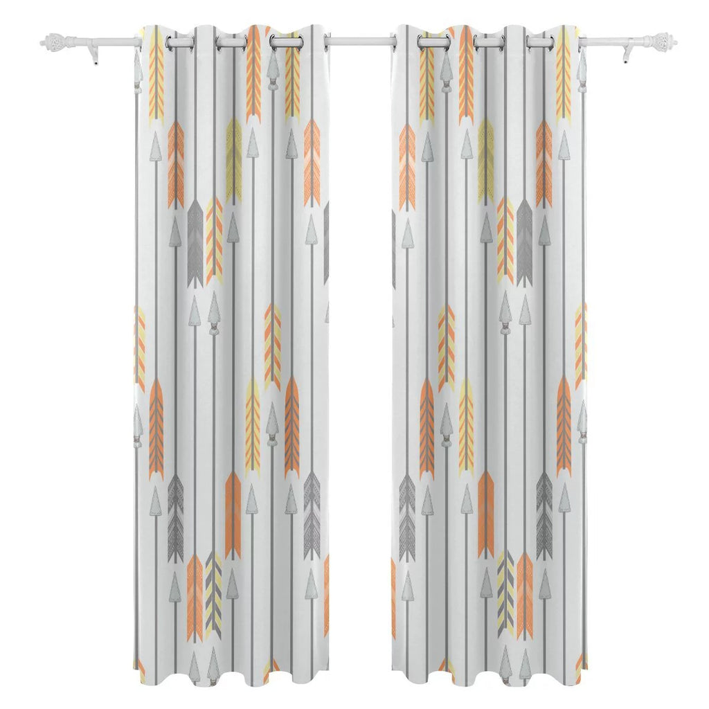 Orange Yellow Gray Blackout Thermal Curtain, 2 Panel 52Wx84L E99019