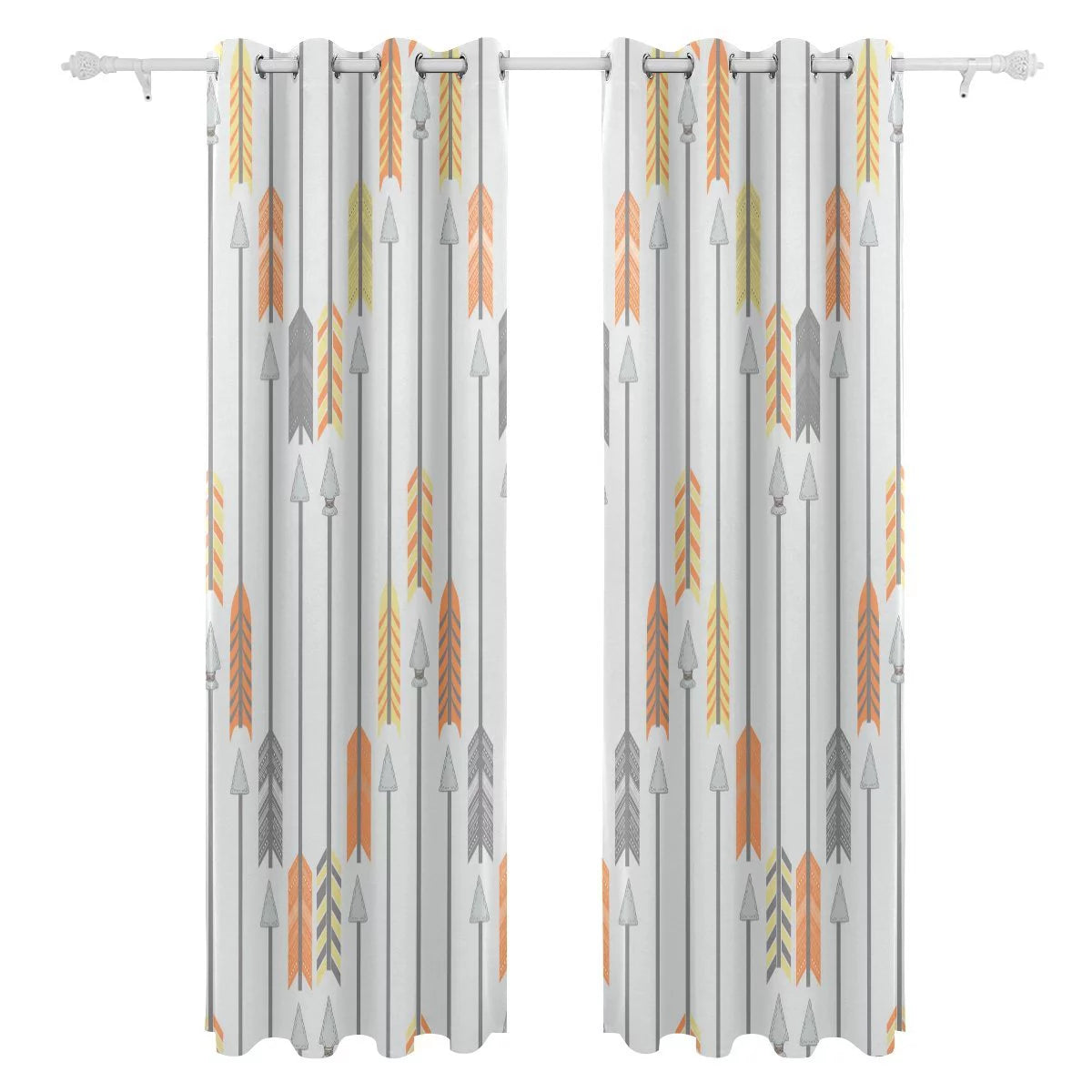 Orange Yellow Gray Blackout Thermal Curtain, 2 Panel 52Wx84L E99019