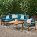 7 Piece Teak Finished Acacia Wood Sofa Set K39576