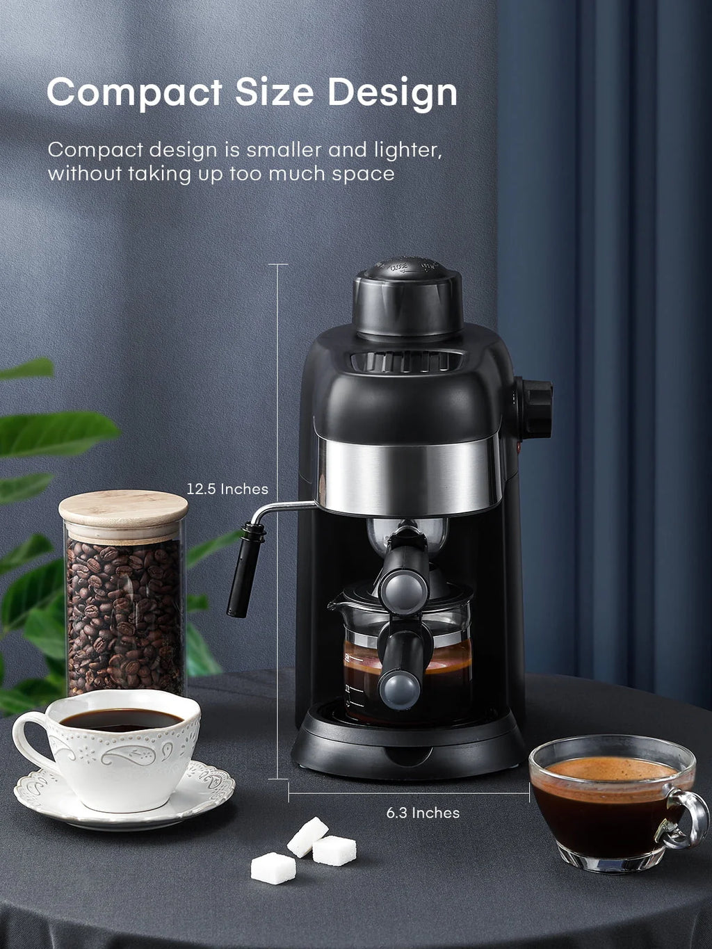 Black 3.5 Bar 4 Cup Steam Espresso Machine with Milk Frother X85730