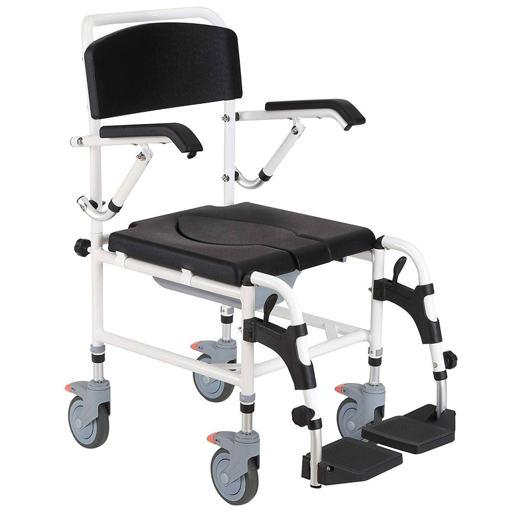 Black Commode Wheelchair with 4 Castor Wheels S306