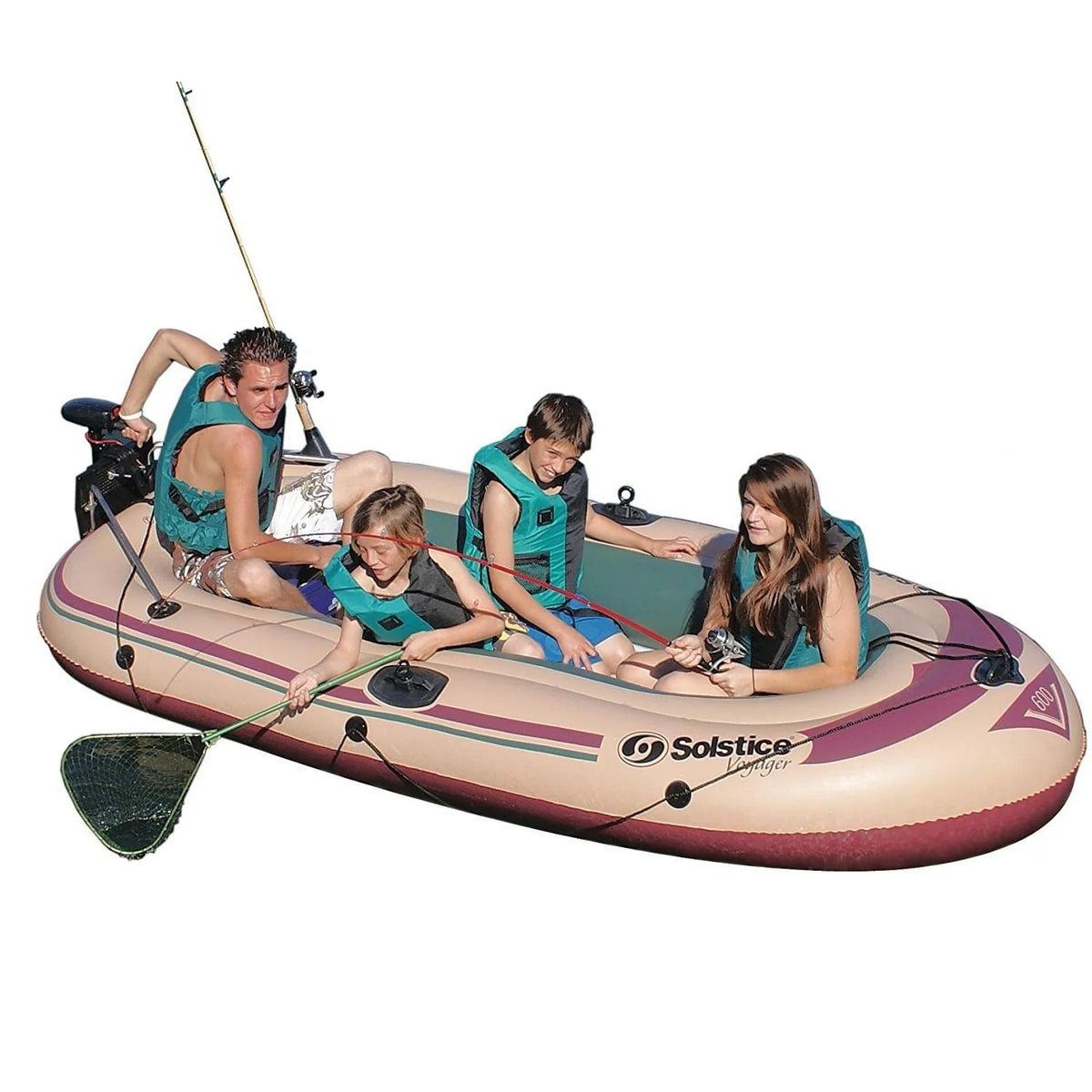 Beige and Brown 6 Person Inflatable Boat P997
