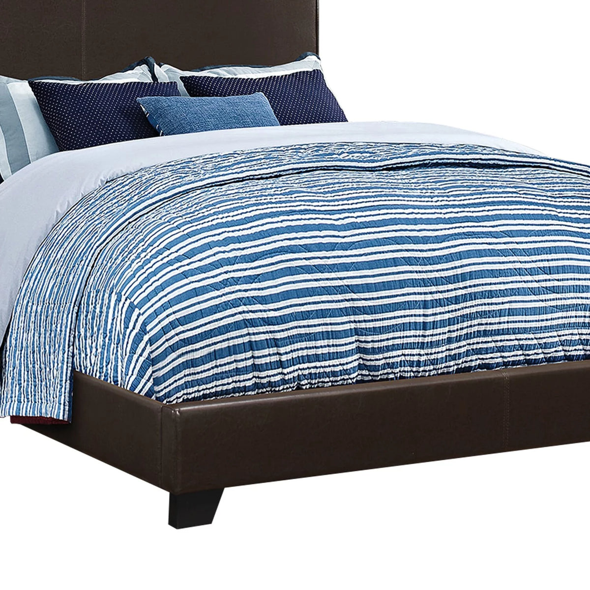Vegan Faux Leather Queen Size Platform Bed Brown W549508