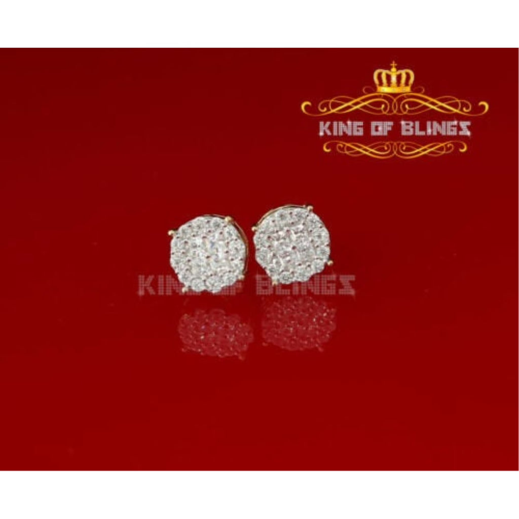 10k Yellow Gold Finish Silver Stud Earrings With Lab Created Diamond B83894