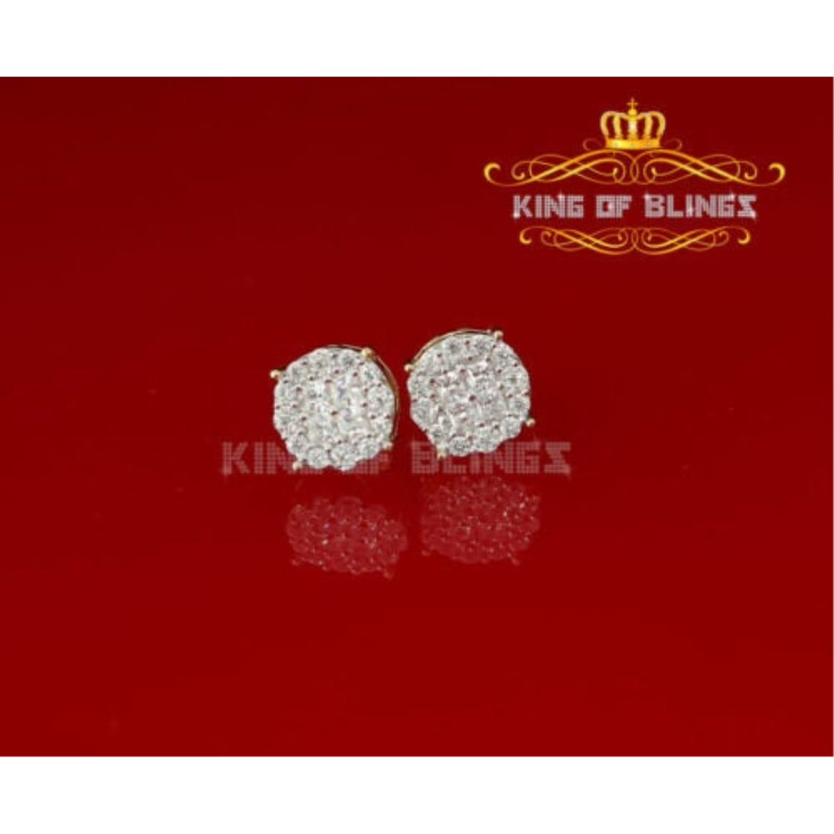10k Yellow Gold Finish Silver Stud Earrings With Lab Created Diamond B83894