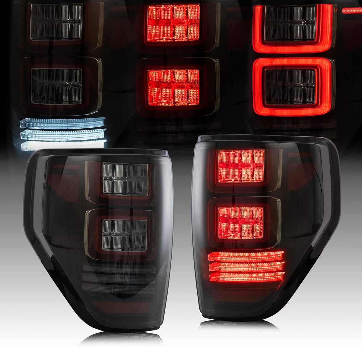 Smoked Tail Lights with Red Turn Signal Light Assembly M705
