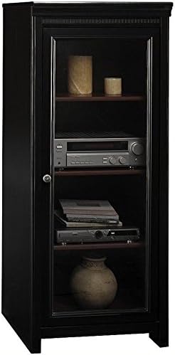 Antique Black Audio Cabinet with 2 Adjustable Shelves H4988