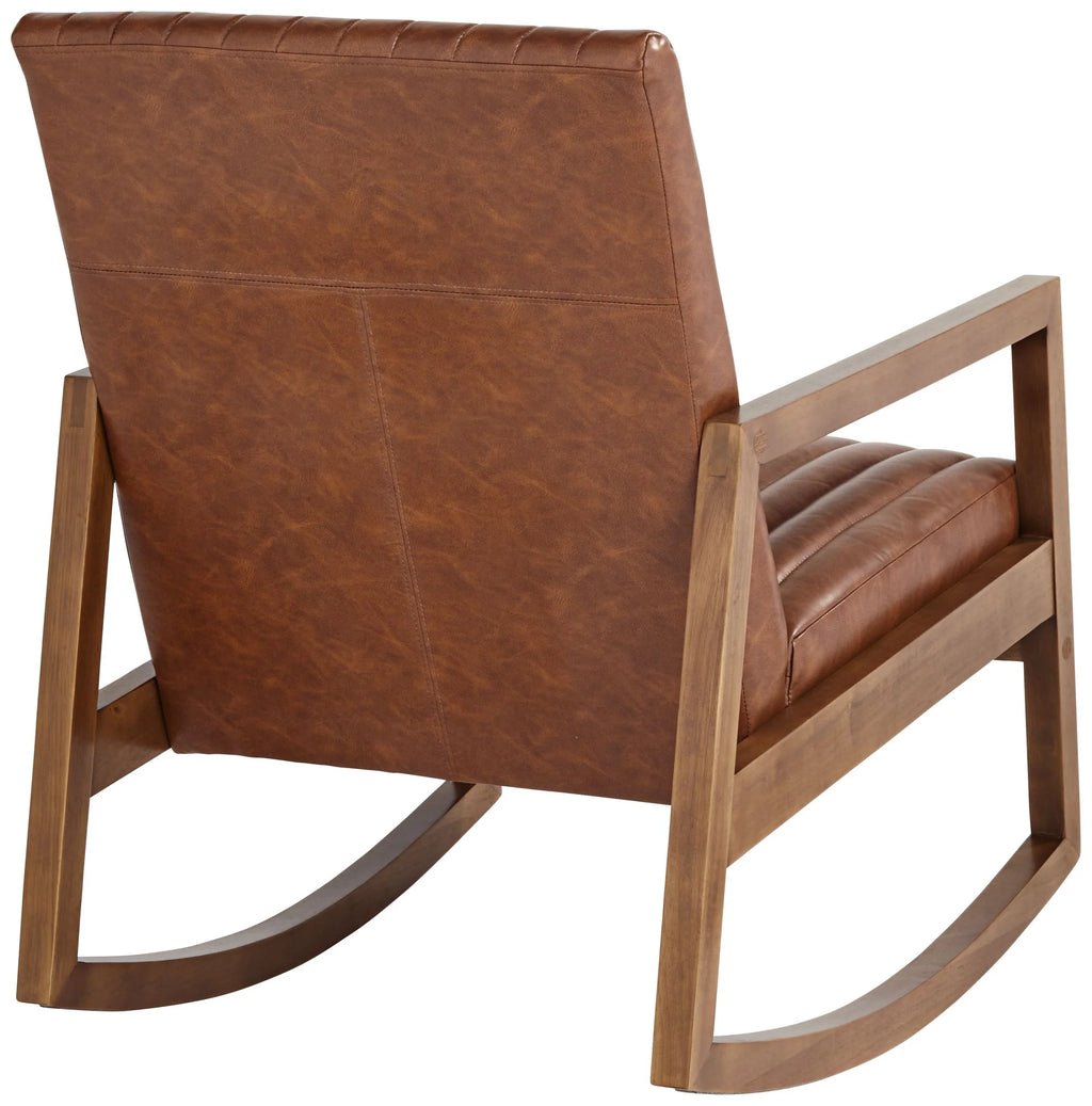 Rust Brown Wood Frame Rocking Chair U283072