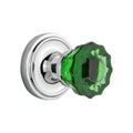 Crystal Emerald Glass Door Knob in Bright Chrome D8834