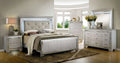California King Size Bed with Nightstand and Chest Silver Solid Wood Tufted Leatherette T240699