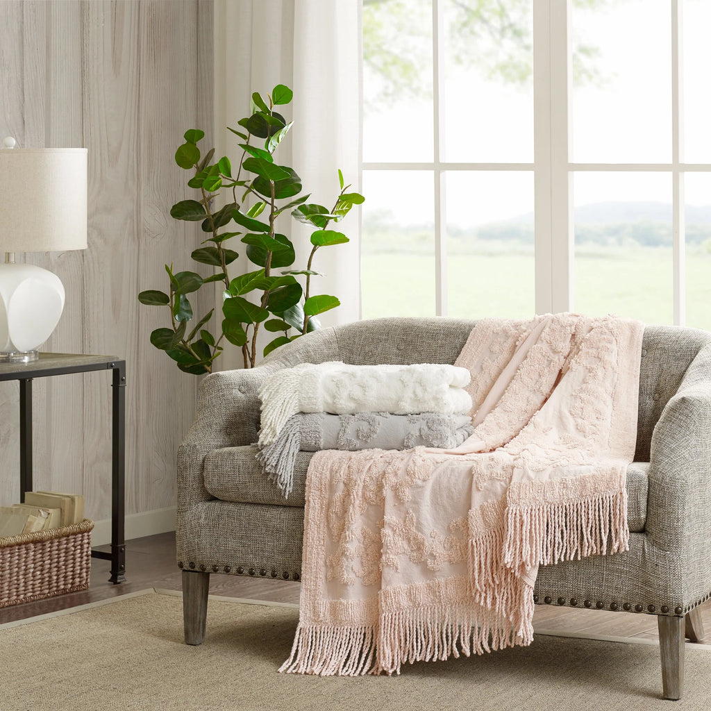 Off-White Chenille Tufted Throw, 50" x 60" A6928