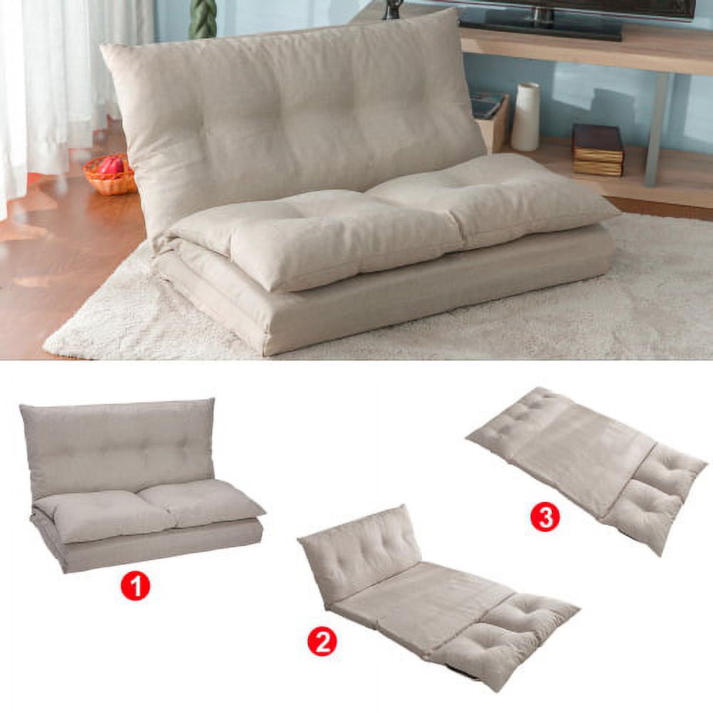Beige Fabric Folding Chaise Lounge Sofa Floor Couch R88563