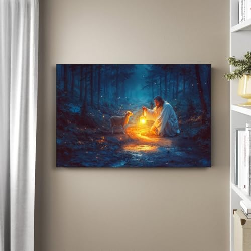 Jesus and Lamb Canvas Wall Art F735