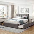 Light Gray Upholstered Platform Bed with Drawers Z52108
