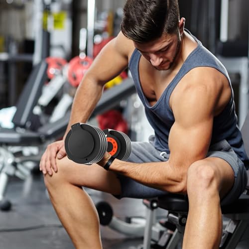 25/55lb Pair Adjustable Dumbbells Set with Anti-Slip Metal Handle F3213