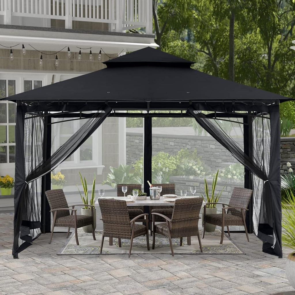 10x10 Gazebo with Netting, Khaki R920412
