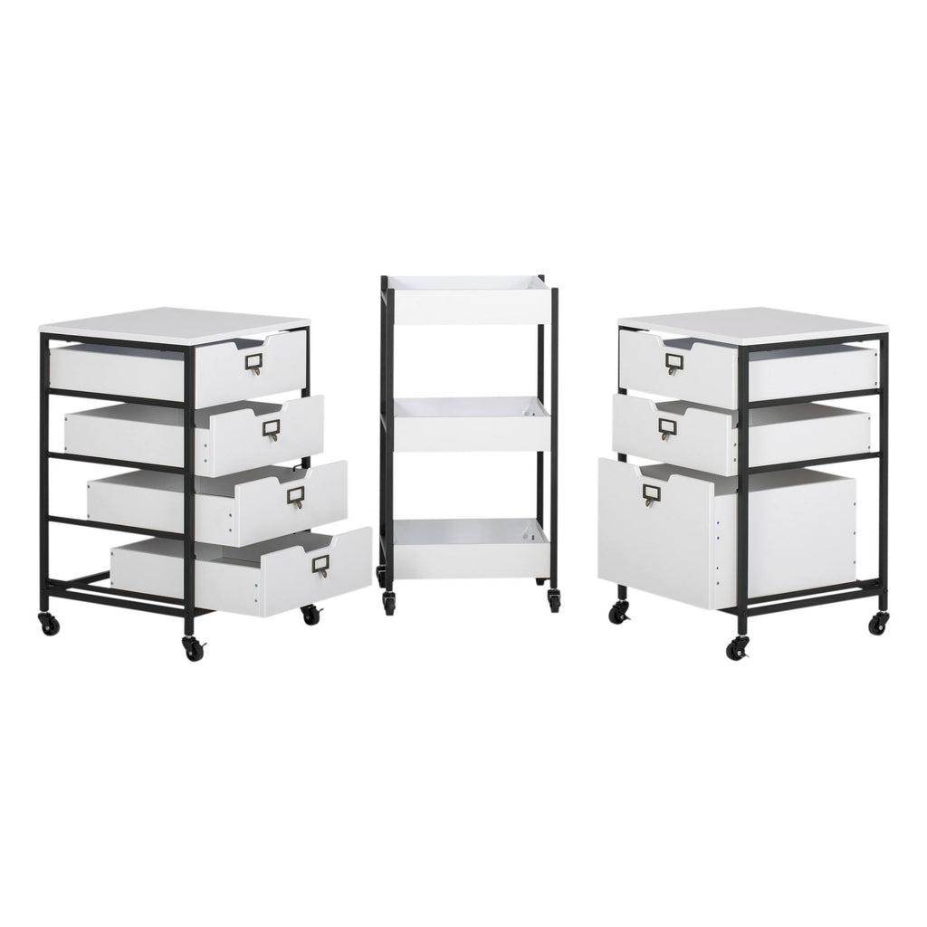 White 3 Bin Rolling Storage Cart L44199