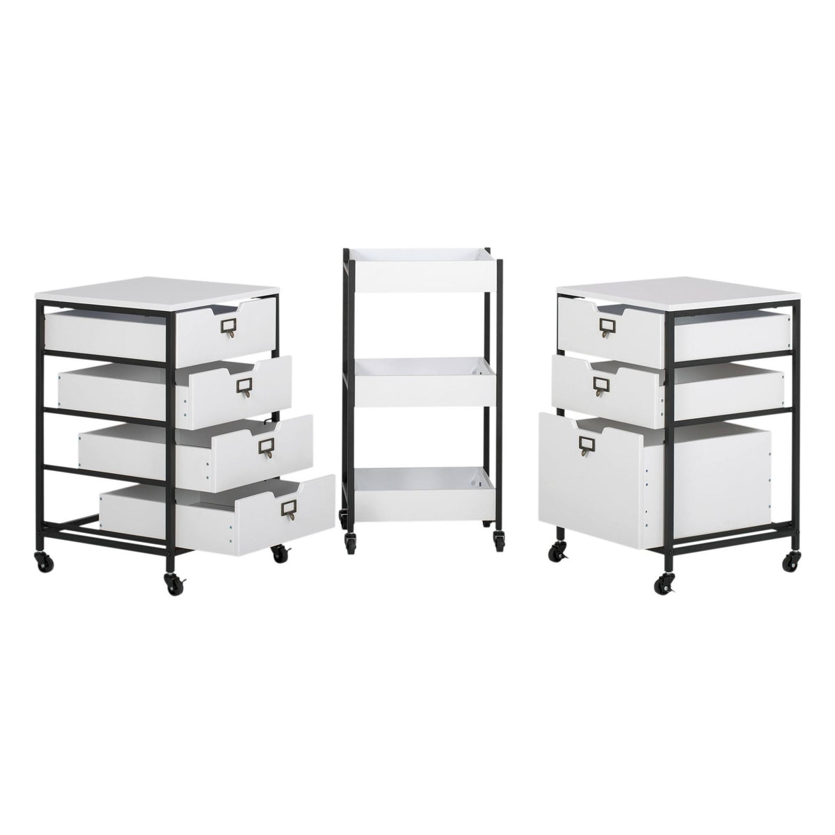 White 3 Bin Rolling Storage Cart L44199