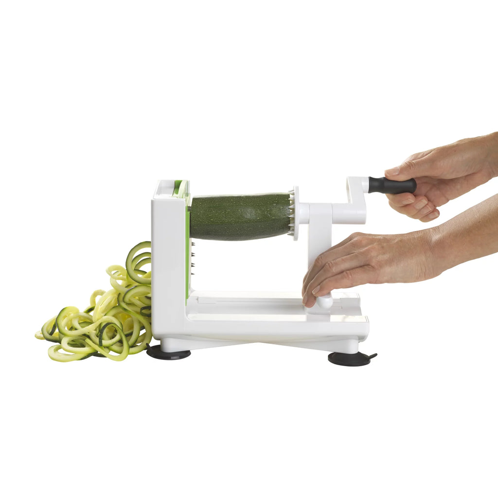 White Counter Top Veggie Spiralizer with Interchangeable Blades A45014