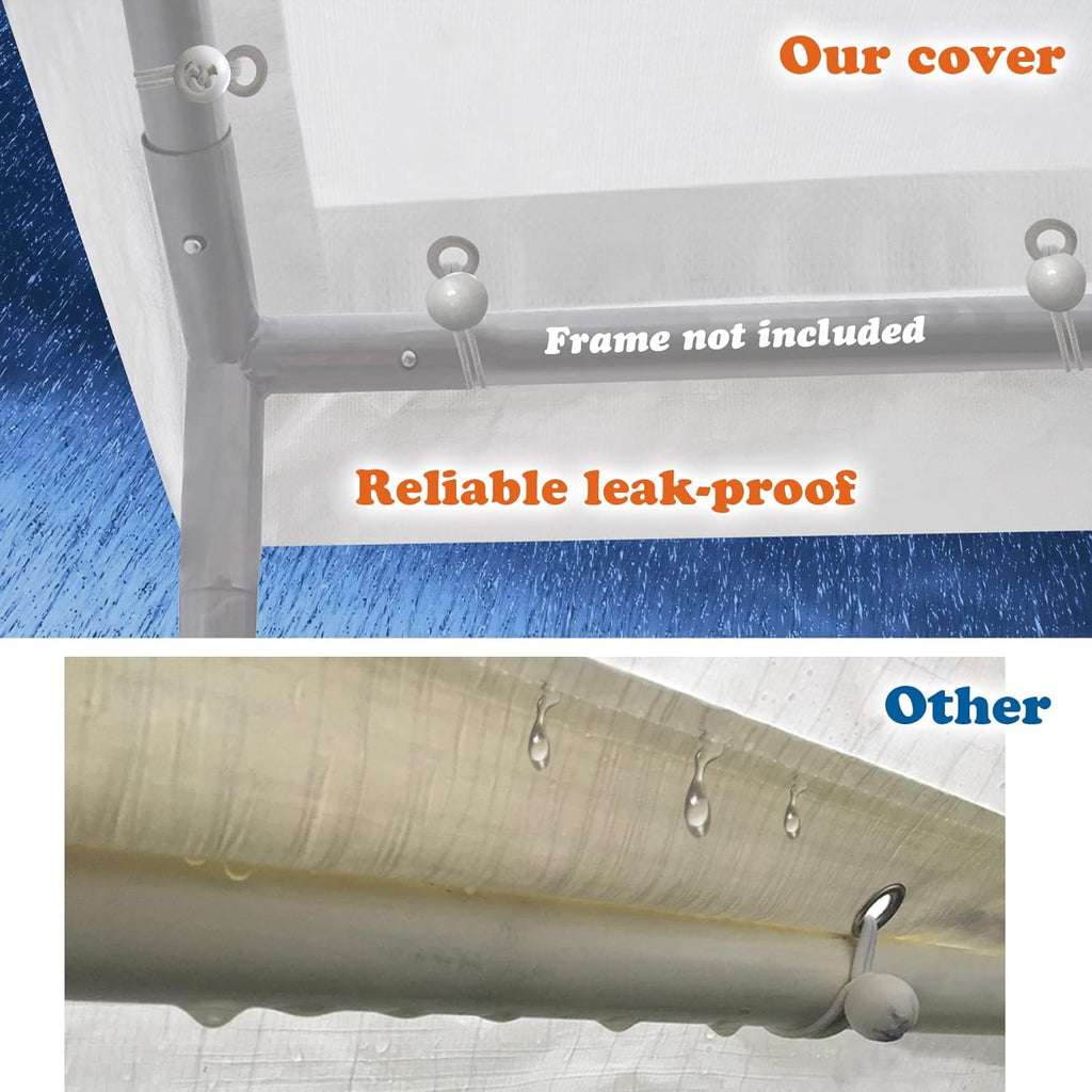 Carport Canopy Cover 12 x 20 Feet Replacement Tent Top Tarp with Ball Bungees R22862