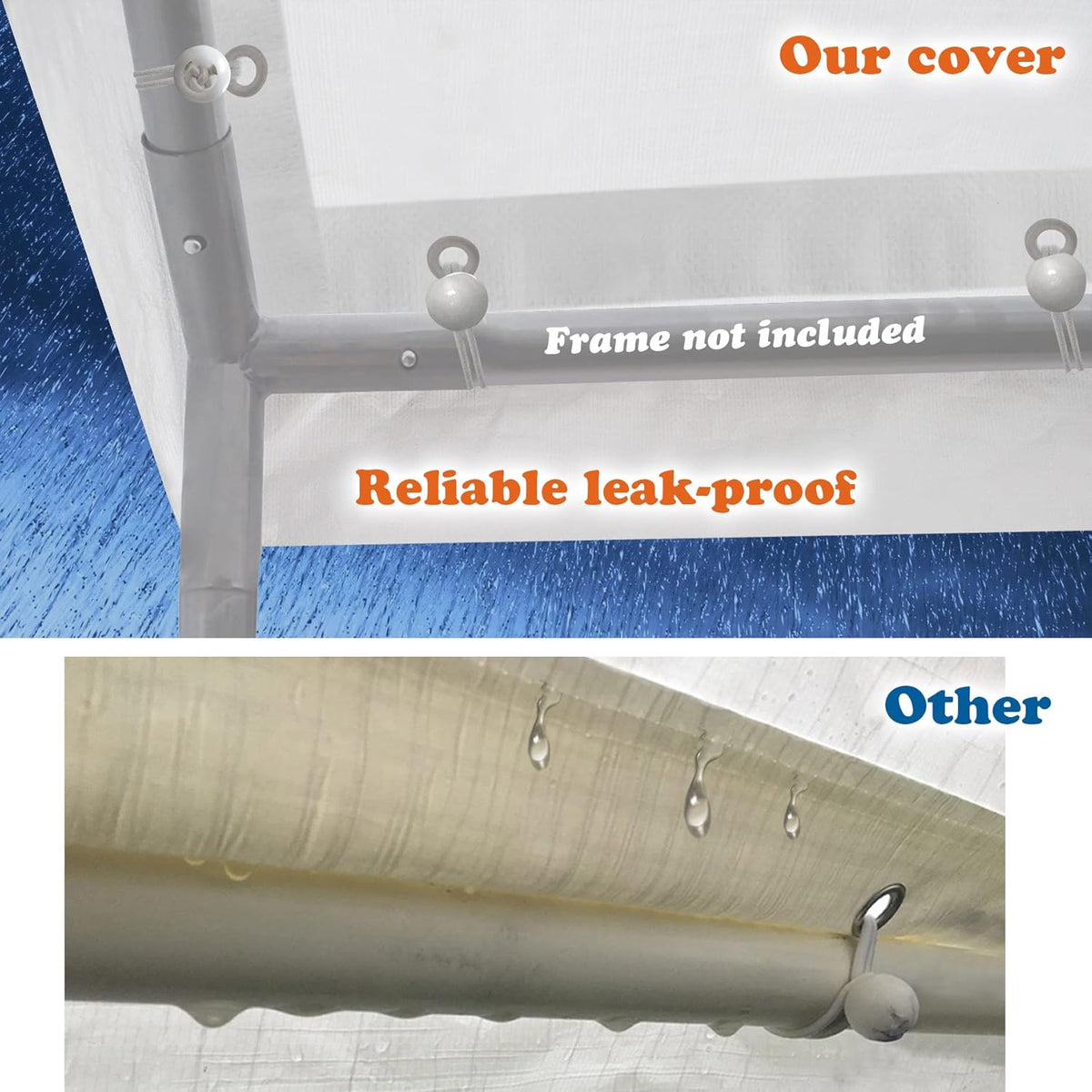 Carport Canopy Cover 12 x 20 Feet Replacement Tent Top Tarp with Ball Bungees R22862