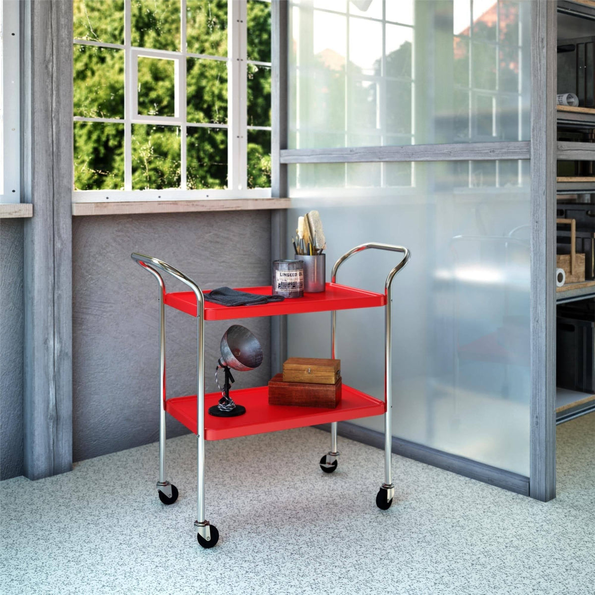 White 2 Tier Serving Cart G484798