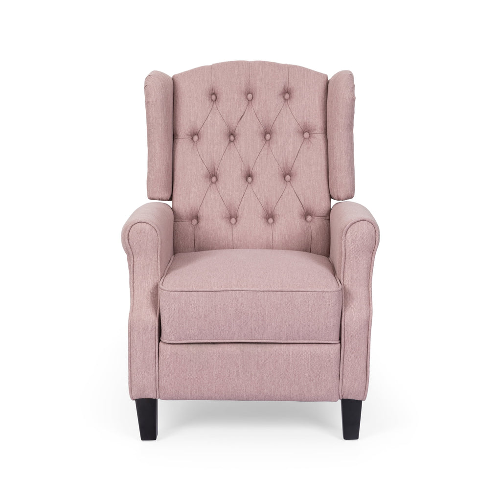 Light Blush Tufted Fabric Push Back Recliner A623741