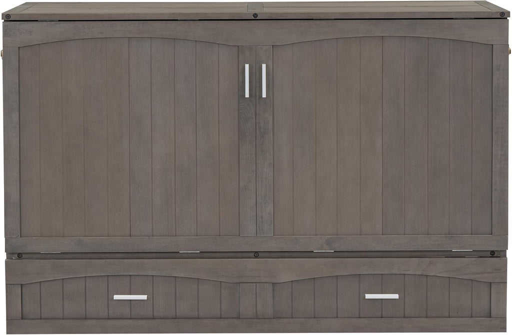 Queen Murphy Bed Cabinet with Drawer and Charging Station G9934