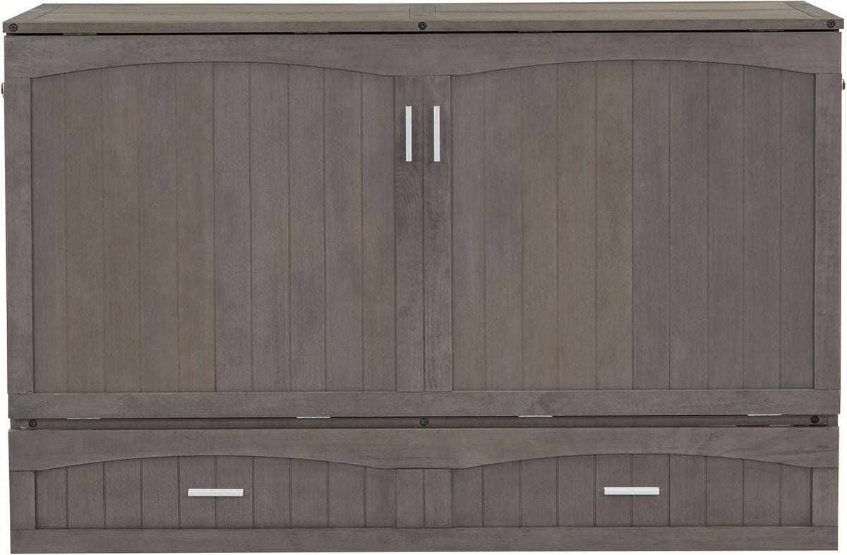 Queen Murphy Bed Cabinet with Drawer and Charging Station G9934