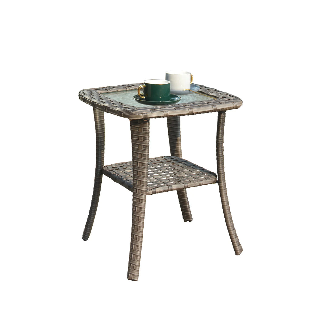 Outdoor Wicker Coffee Table with Glass Top N8988