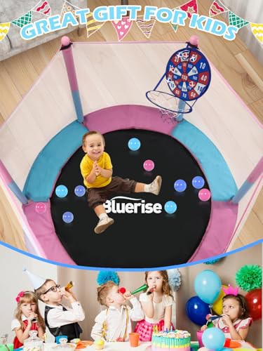 6FT Toddler Trampoline with Basketball Hoop and Enclosure Net G2912