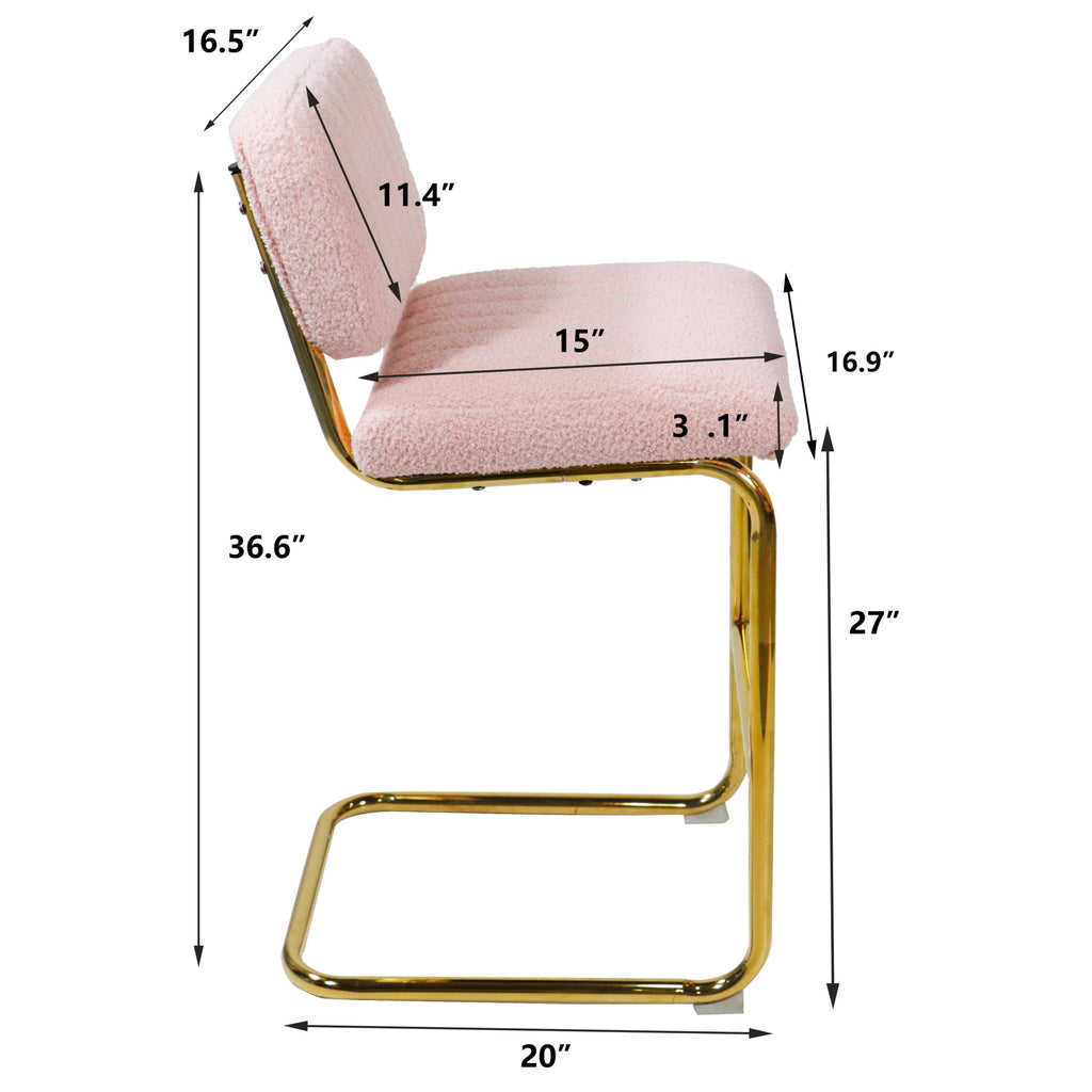 Pink Boucle Fabric Counter Height Bar Stools Set of 2 H333