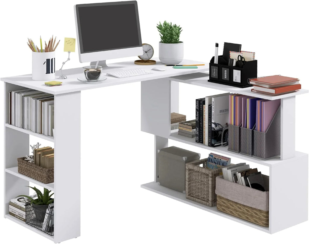 L Shaped Corner Desk with Storage Shelves, Black Z241