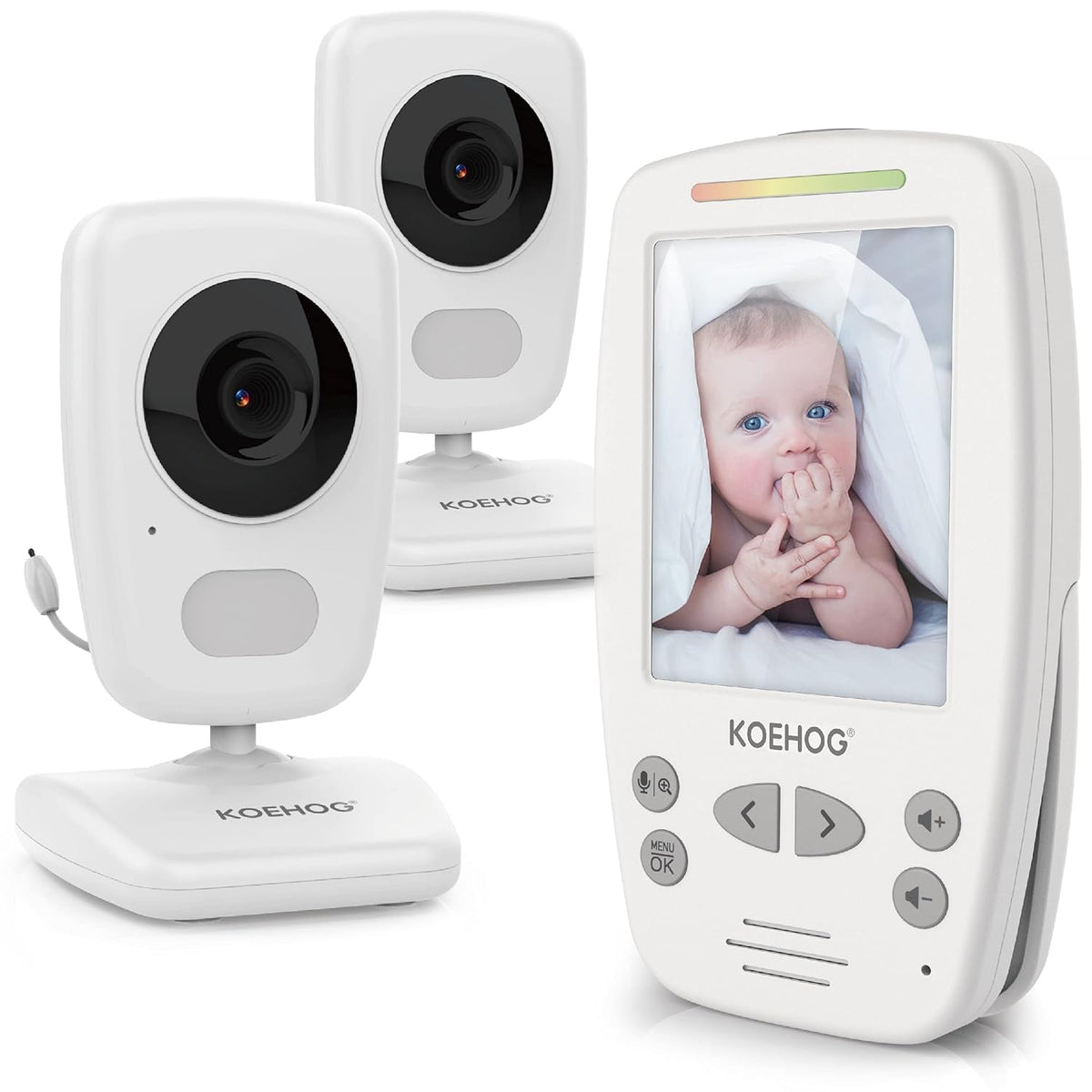 Baby Monitor w/ 2 Cam, 1000ft Range, Auto Night Vision Cam H275